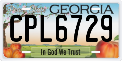 GA license plate CPL6729