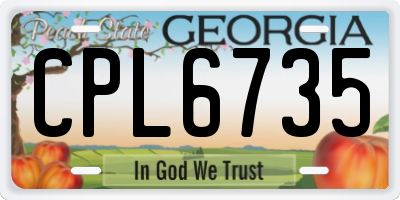GA license plate CPL6735