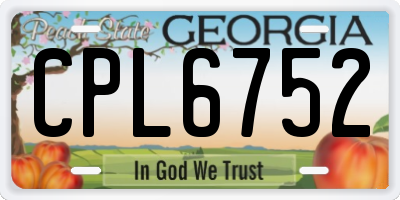 GA license plate CPL6752