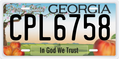 GA license plate CPL6758