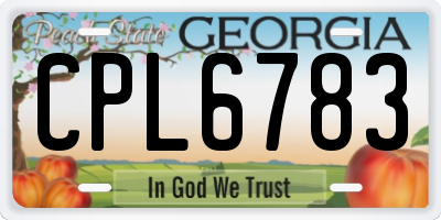 GA license plate CPL6783