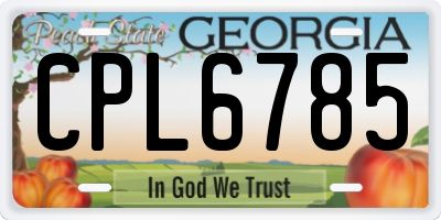 GA license plate CPL6785