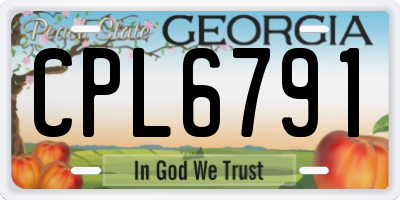 GA license plate CPL6791