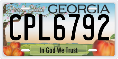 GA license plate CPL6792