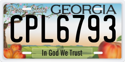 GA license plate CPL6793