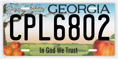 GA license plate CPL6802