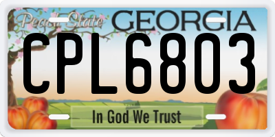 GA license plate CPL6803