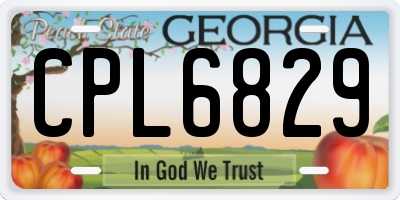 GA license plate CPL6829