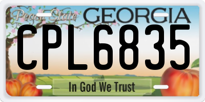 GA license plate CPL6835