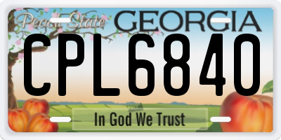 GA license plate CPL6840