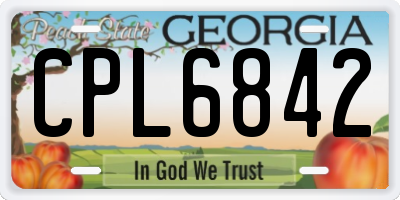 GA license plate CPL6842