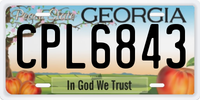GA license plate CPL6843