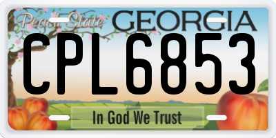 GA license plate CPL6853