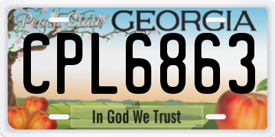 GA license plate CPL6863