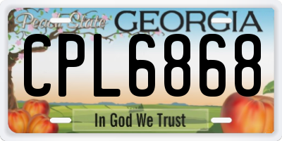 GA license plate CPL6868