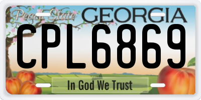 GA license plate CPL6869