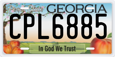 GA license plate CPL6885
