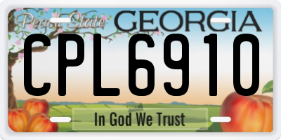 GA license plate CPL6910