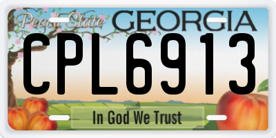 GA license plate CPL6913