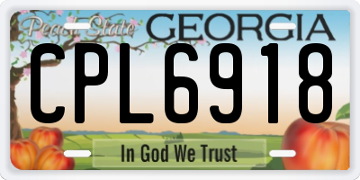 GA license plate CPL6918