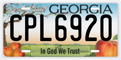 GA license plate CPL6920