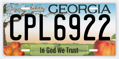 GA license plate CPL6922