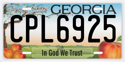 GA license plate CPL6925