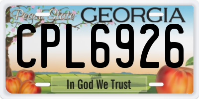 GA license plate CPL6926