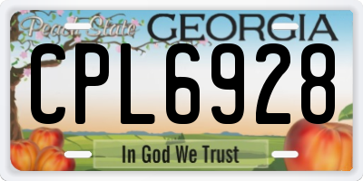 GA license plate CPL6928
