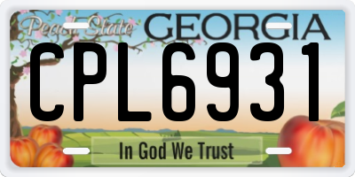 GA license plate CPL6931