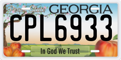 GA license plate CPL6933