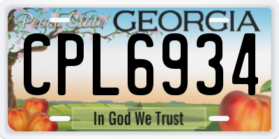 GA license plate CPL6934