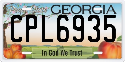 GA license plate CPL6935