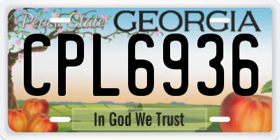 GA license plate CPL6936