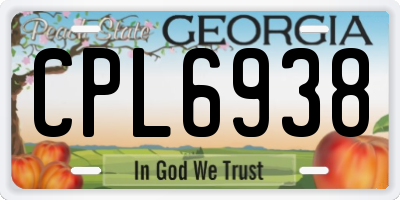 GA license plate CPL6938