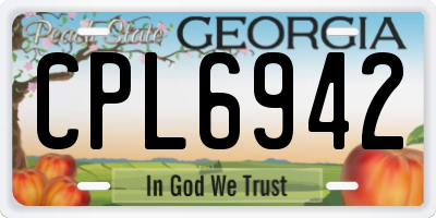 GA license plate CPL6942