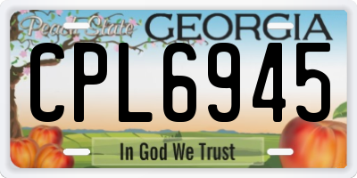 GA license plate CPL6945