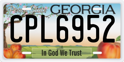 GA license plate CPL6952