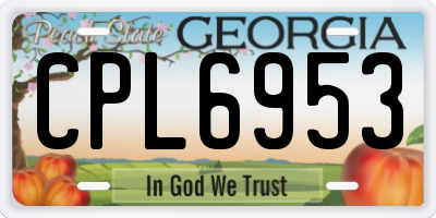 GA license plate CPL6953