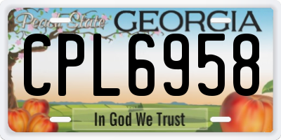 GA license plate CPL6958