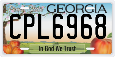 GA license plate CPL6968