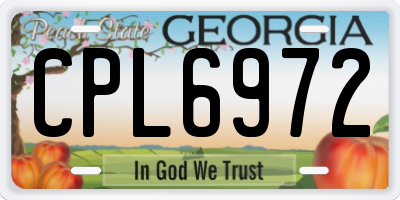 GA license plate CPL6972