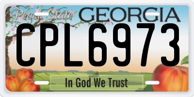 GA license plate CPL6973