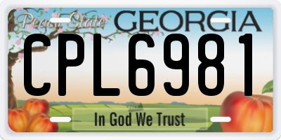GA license plate CPL6981