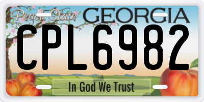 GA license plate CPL6982