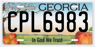 GA license plate CPL6983