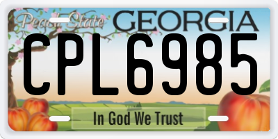 GA license plate CPL6985