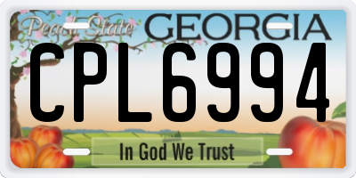 GA license plate CPL6994