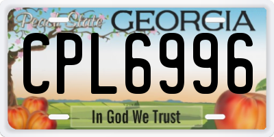 GA license plate CPL6996
