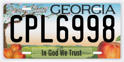 GA license plate CPL6998